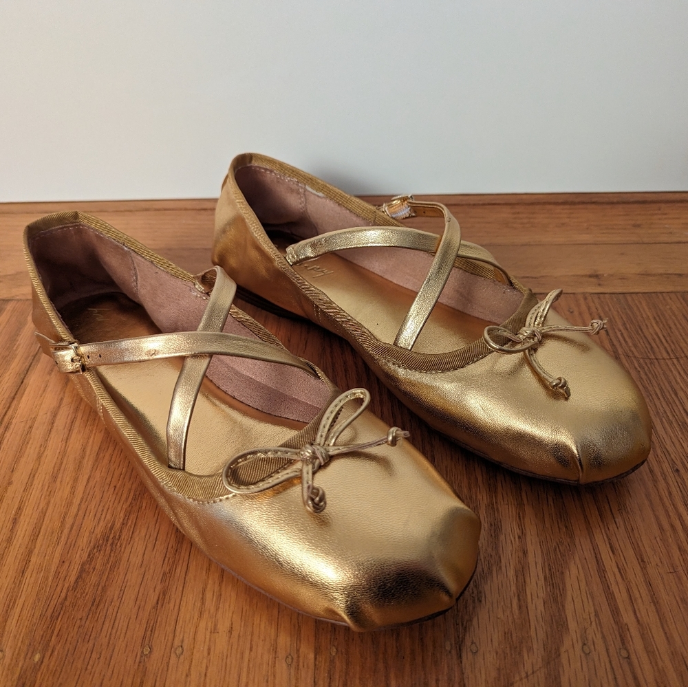 Circus NY By Sam Edelman / Zuri Gold Ballet Flats Strap / Size 9
